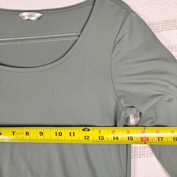Kindred Bravely Sage Green Stretch Long Sleeve Layered Top Small Petite - Picture 3 of 7
